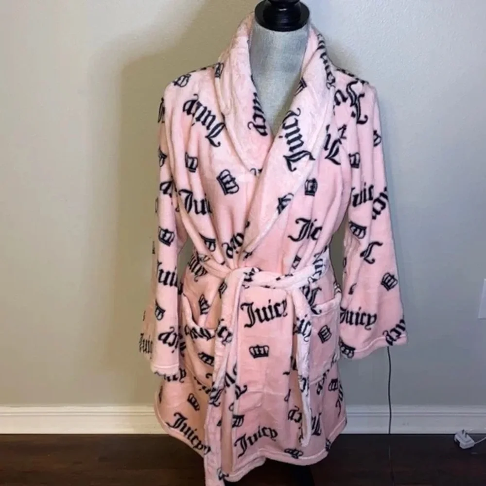 Juicy Couture Blush Pink Robe with Black Crown Motif
